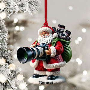 Santa Photographer Home Decor Christmas Ornament, Personalized Ornament