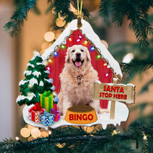 Pet Christmas House - Custom Photo And Name - Personalized Custom Shaped Wooden Ornament, Christmas Gift