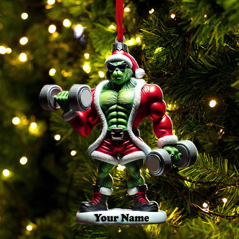 Gym Work Out ELF Christmas Ornament, Personalized Ornament, Gymnastics Christmas Gift