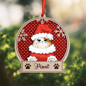 Cutie Cat With Costume - Christmas Gift For Cat Lovers - Personalized Custom Shaped Wooden Ornament