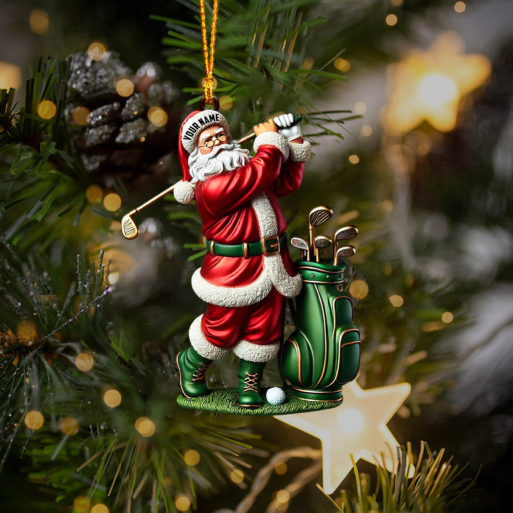 Santa Golf Player Christmas Ornament, Personalized Ornament