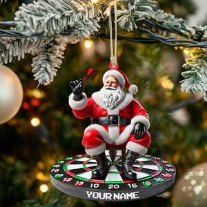 Santa Darts Christmas Ornament, Personalized Ornament