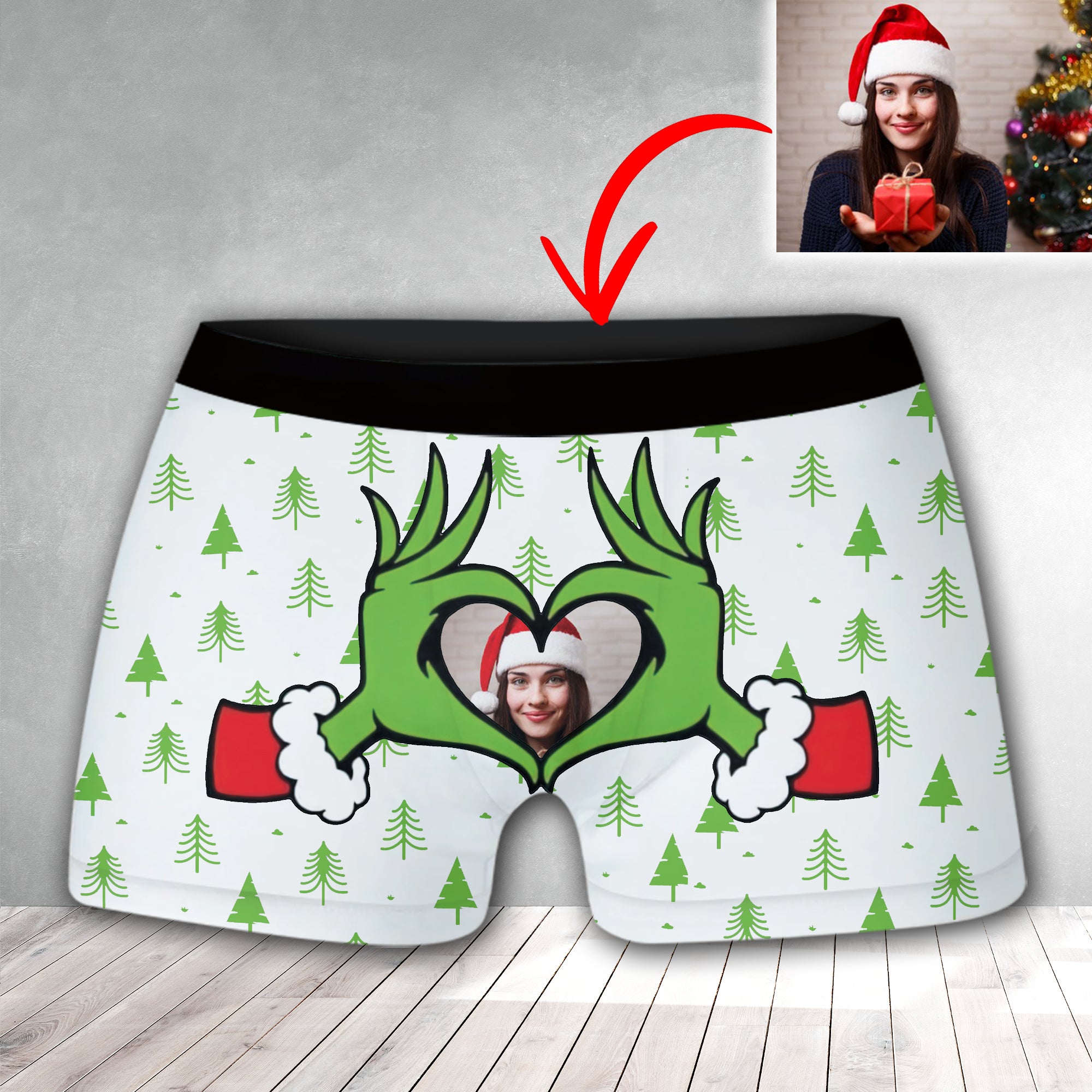 Custom Photo, Personalized Boxer Shorts - Gift For Family, Gift For Couple, Christmas Decor