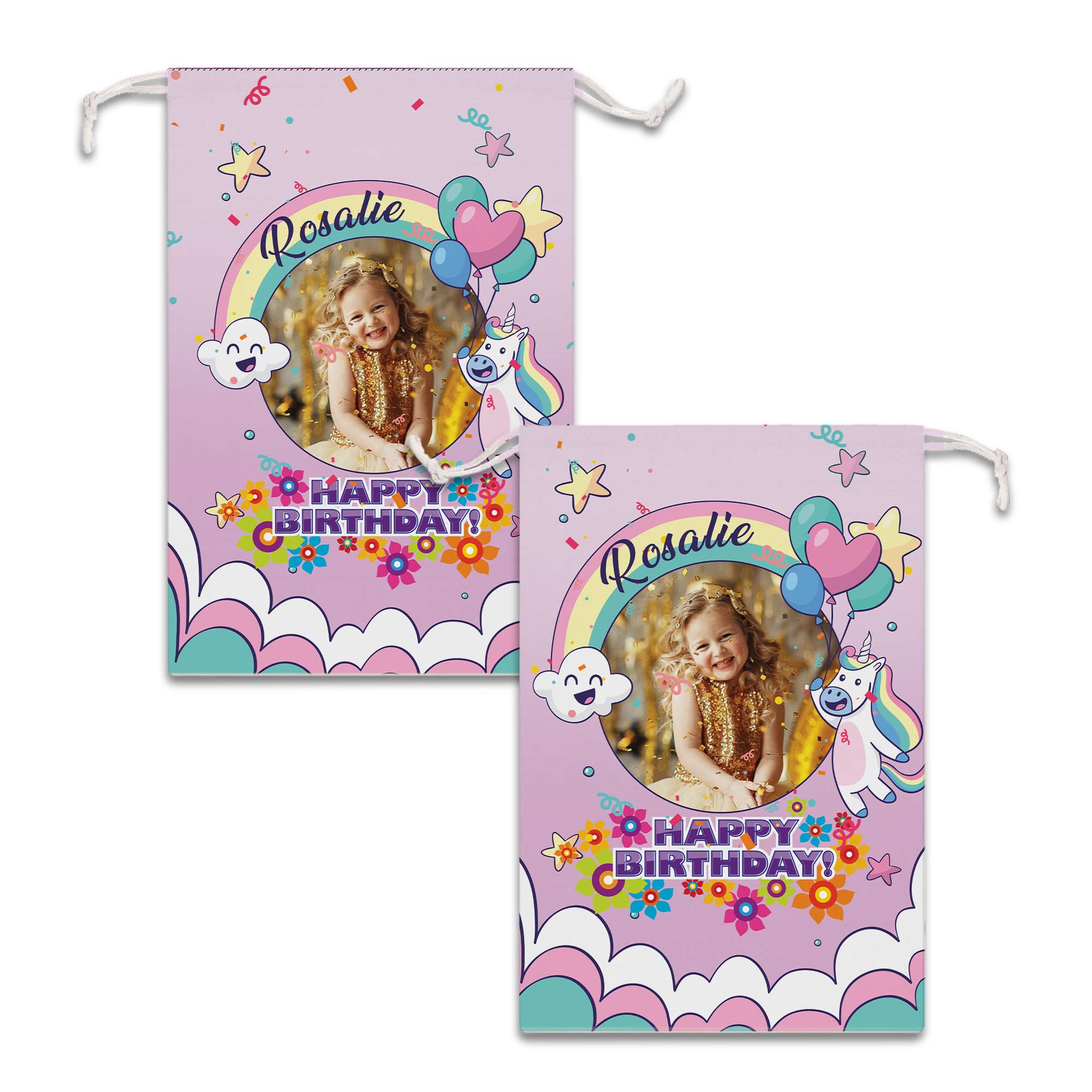 Happy Birthday Party Pink Bag Personalized Christmas String Bag