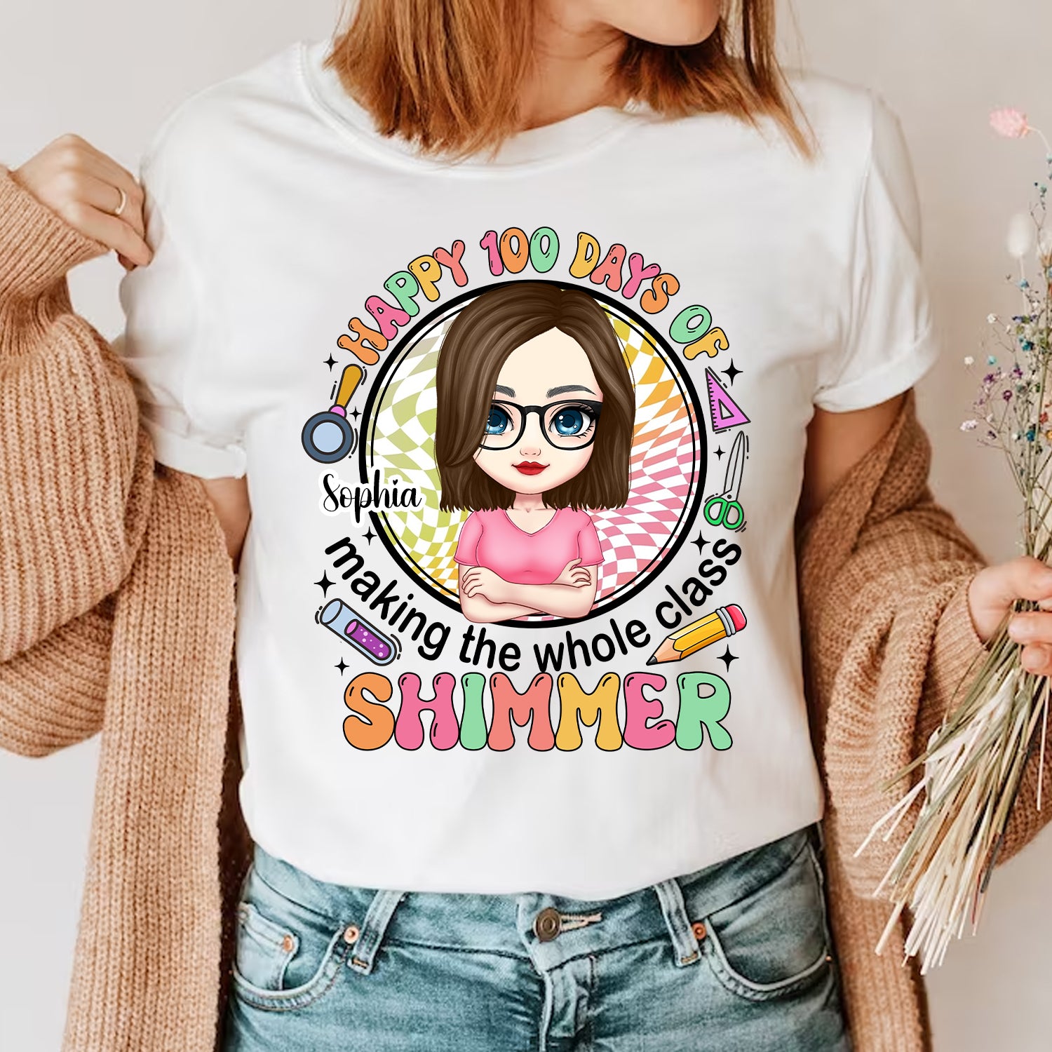 Happy 100 Days Of Shimmer - Custom Appearance And Name Gift - Personalized T-Shirt