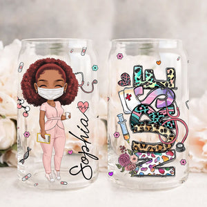 Nurse Bottle - Custom Appearance And Name - Personalized Glass Bottle, Frosted Bottle, Gift For Nurse