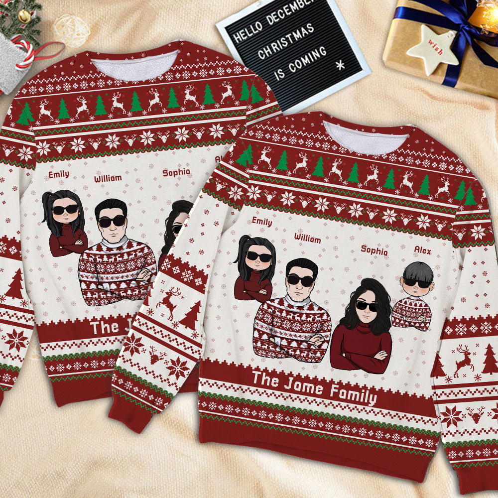 Christmas Family - Custom Appearances And Names - Personalized Woolen Sweater - Family Gift, Xmas Gift