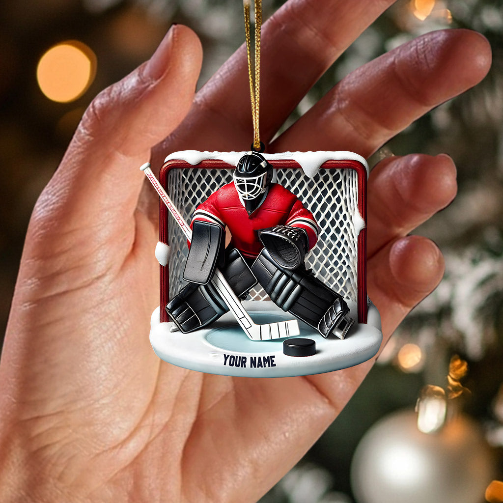 Hockey Goal Keeper Christmas Ornament, Personalized Ornament