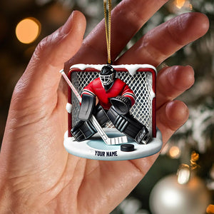 Hockey Goal Keeper Christmas Ornament, Personalized Ornament