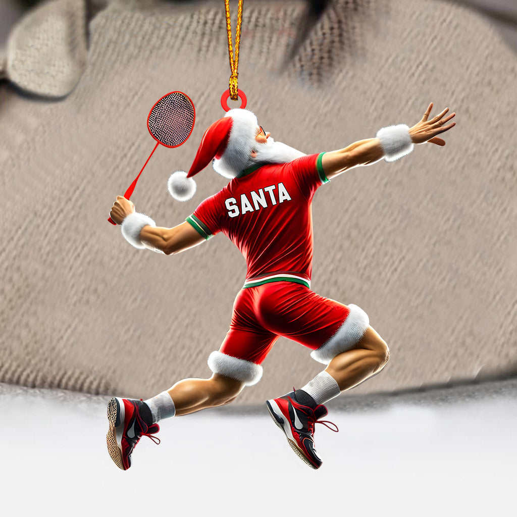 Santa Badminton Christmas Ornament, Personalized Ornament