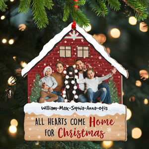 All Hearts Come Home For Christmas, Custom Photo And Name - Personalized Custom Shaped Wooden Ornament - Gift For Family