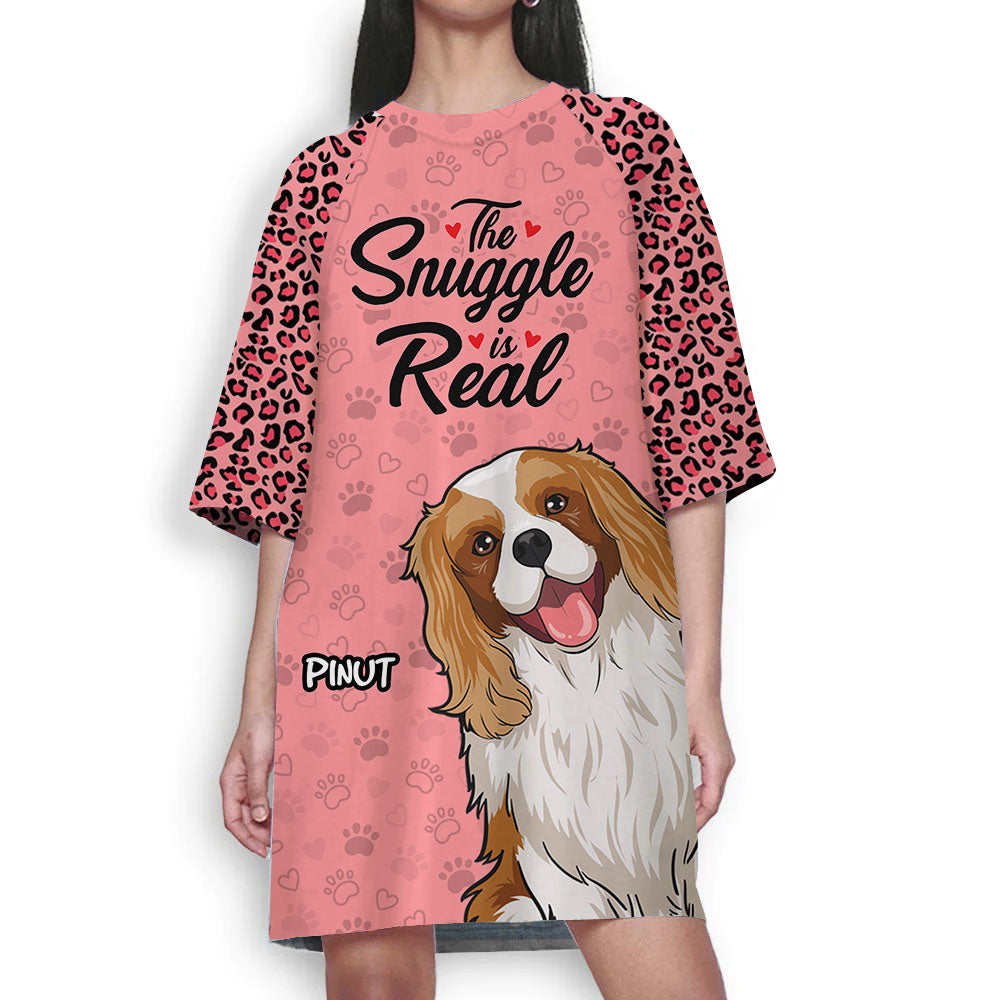 The Snuggle Is Real - Custom Dogs And Names - Personalized 3/4 Sleeve Dress