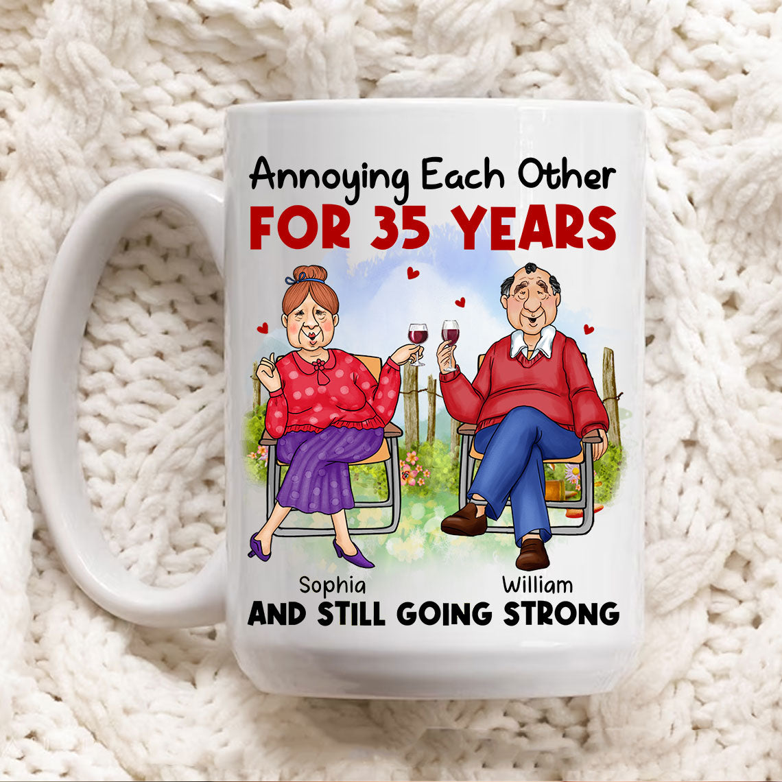 Anniversary Gift For Husband Wife Couple, Annoying Each Other Since - Custom Appearance And Text, Personalized White Mug, Gift For Couple, Family Gift