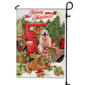 Merry Christmas, Pet On Car - Personalized Pet Photo And Name Flag - Christmas Gift, Gift For Pet Lovers