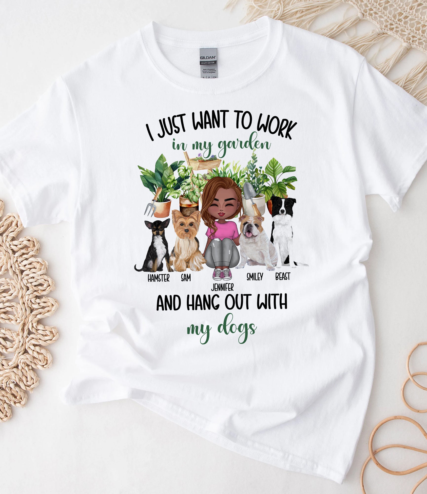 I Just Want To Work On My Garden And Hang Out With My Dogs, Personalized T-Shirt, Gift For Dog Lover