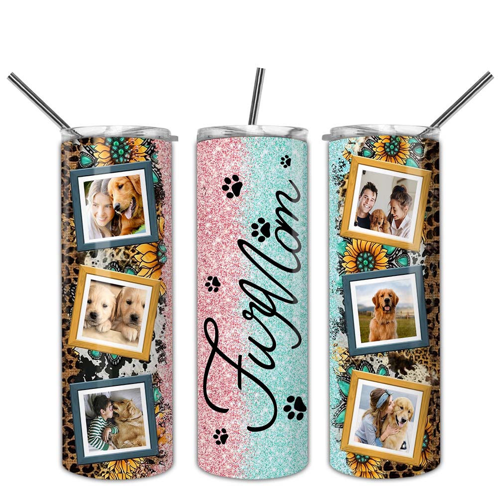 Fur Mom - Custom Photo - Personalized Skinny Tumbler - Gift For Pet Lovers