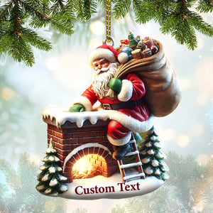 Custom Ornament, Santa On The Roof Ornament, Christmas Decor