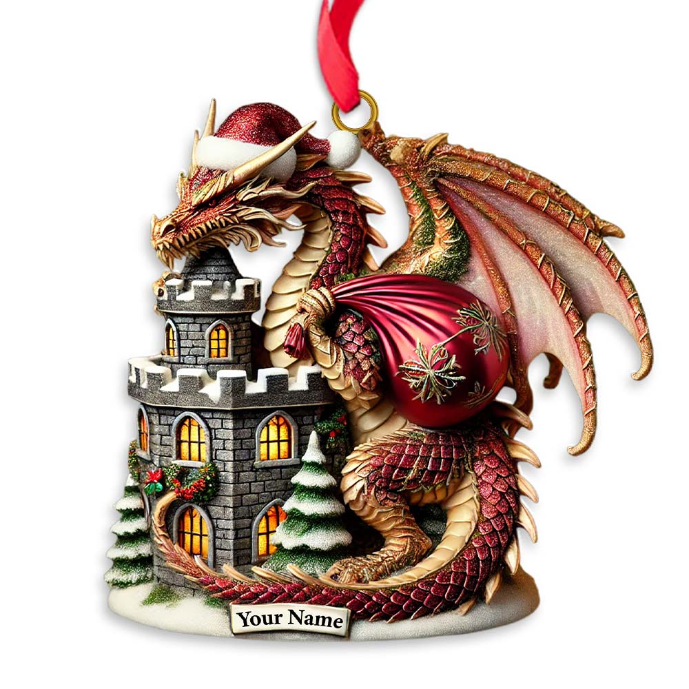 Custom Ornament, Dragon Castle Ornament, Christmas Decor