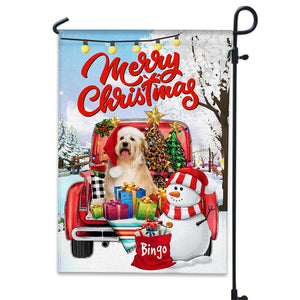 Merry Christmas Pet On Red Car - Custom Pet Photo And Name Flag - Christmas Gift, Gift For Pet Lovers