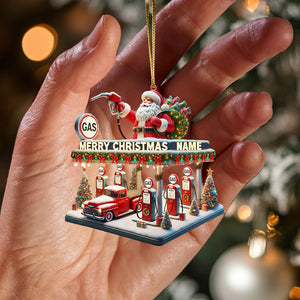 Gas Station Merry Christmas Ornament, Personalized Ornament