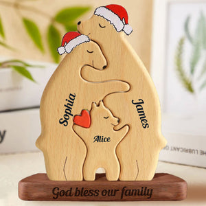 Christmas Personalized Wooden Bears Family - Puzzle Wooden Bears Family - Wooden Pet Carvings