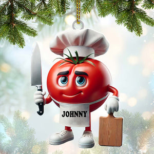 Tomato Chef Christmas Ornament, Personalized Ornament