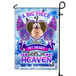 A Big Piece Of My Heart Lives In Heaven - Personalized Photo & Name Flag - Memorial Gift