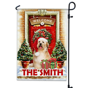 Welcome To Pet Christmas House - Custom Pet Photo And Name Flag - Christmas Gift, Gift For Pet Lovers