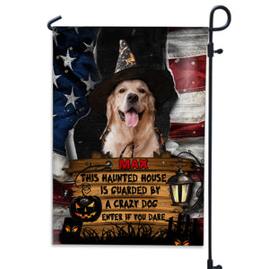 Personalized Halloween Dog, American Flag, Custom Dog Photo Garden Flag