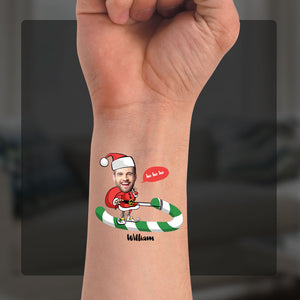 Fishing Santa Tattoo, Custom Photo And Texts Temporary Tattoo, Personalized Tattoo, Fake Tattoo