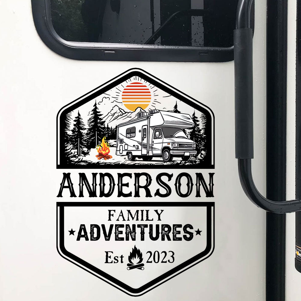 Family Adventures - Personalized RV Sticker Decal - Gift For Family, Gift For Camping Lover