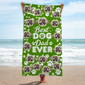 Custom beach dog and cat photo beach towel, a gift for pet lovers