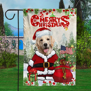 Merry Christmas Pet Santa - Custom Pet Photo Flag - Christmas Gift, Gift For Pet Lovers