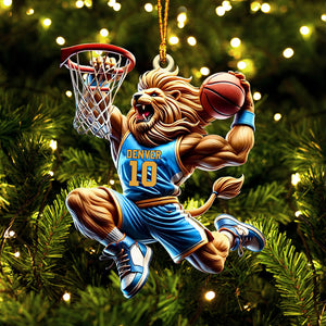 Lion Basketball Christmas Ornament, Personalized Ornament