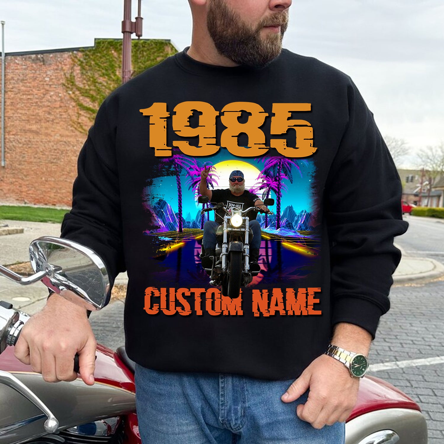 Gift For Him, Custom Background, Photo And Text - Personalized Hoodie, Father's Day