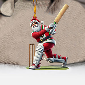 Cricket Ball Santa Pose Christmas Ornament, Personalized Ornament