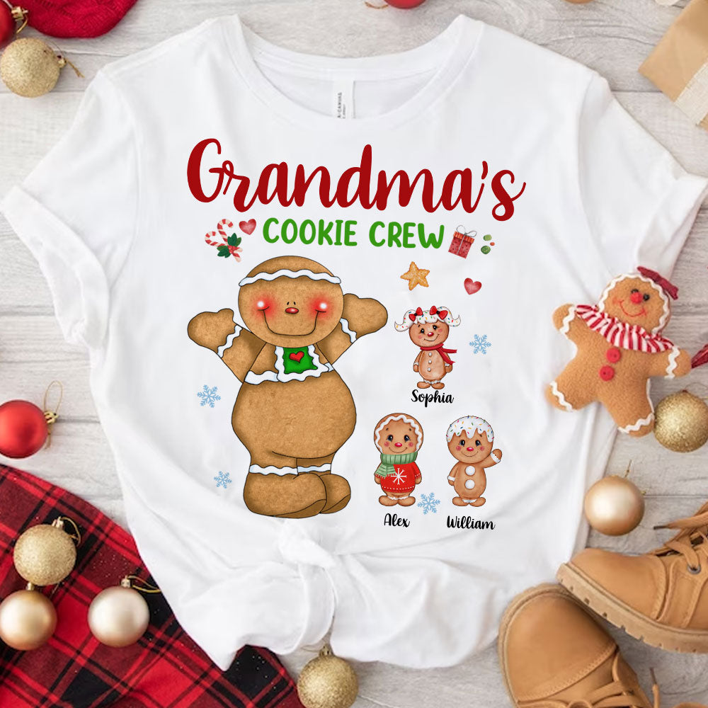 Grandma's Cookie Crew Grandkids, Custom Appearance And Names - Personalized T-Shirt - Gift For Family