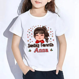 Santa's Favorite, Custom Appearance And Name - Personalized Kid Christmas T-Shirt - Gift For Family, Gift For Kids