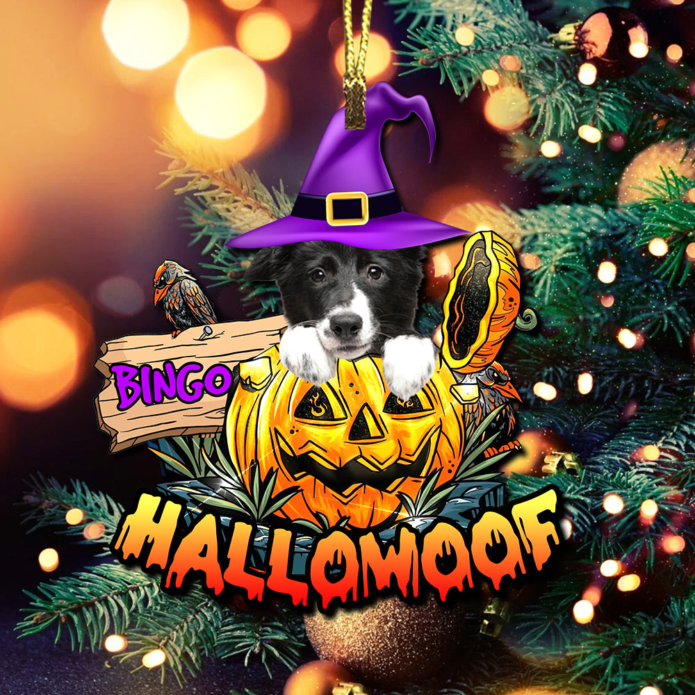 Hallowoof - Custom Photo And Name, Personalized Acrylic Ornament - Halloween Gift For Pet Lover