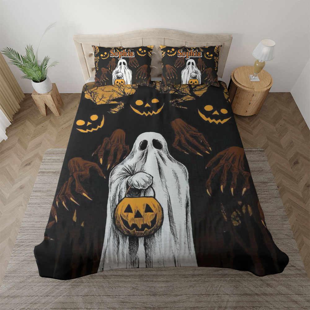 Ghostly Whispers Halloween - Custome Name - Personalized Bedding Set, Halloween Gift