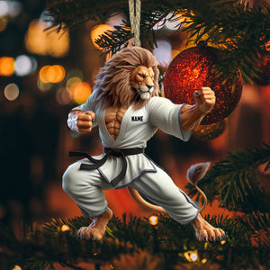 Lion Karate Christmas Ornament, Personalized Ornament