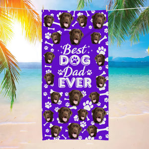 Custom beach dog and cat photo beach towel, a gift for pet lovers