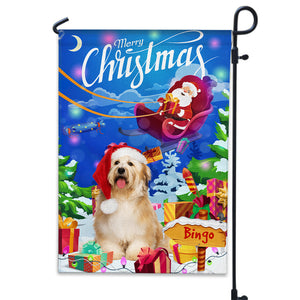 Merry Christmas House Flag, Santa Is Coming - Custom Pet Photo Flag - Christmas Gift, Gift For Pet Lovers