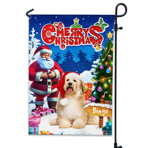 Welcome Merry Christmas Flag - Santa and Pet - Custom Photo Flag - Christmas Gift, Gift For Pet Lover