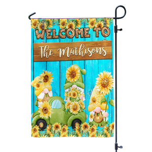 Personalized Welcome Garden Flag, Sunflower Home Garden Flag with Custom Name