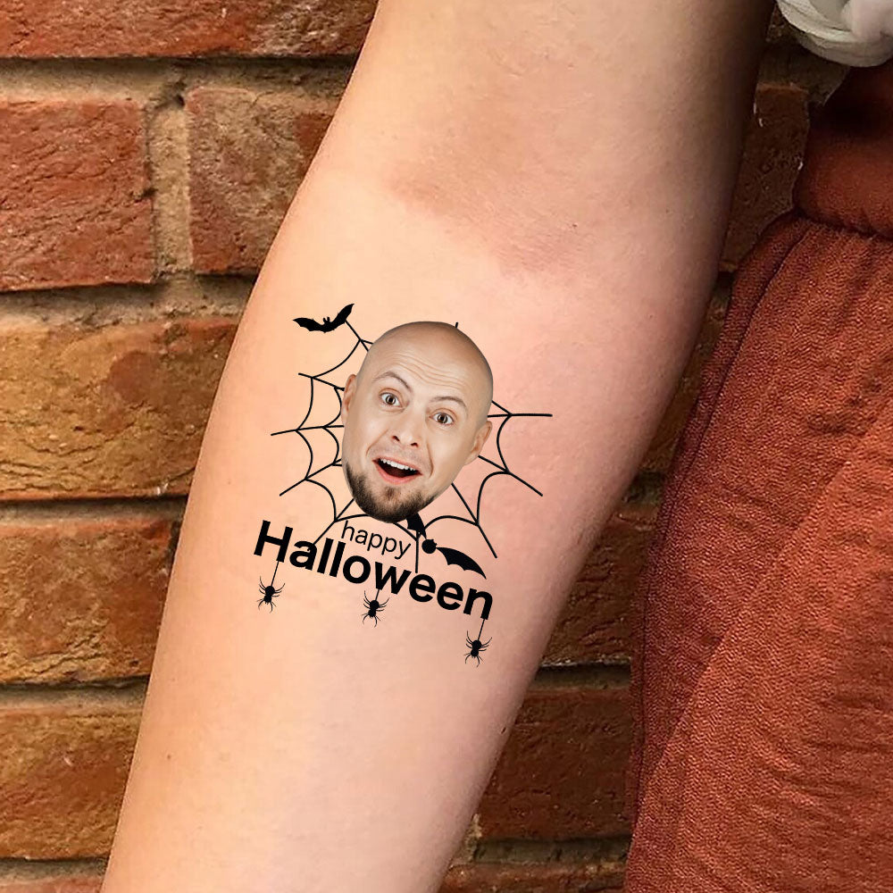 Happy Halloween, Custom Photo Temporary Tattoo, Personalized Tattoo, Fake Tattoo