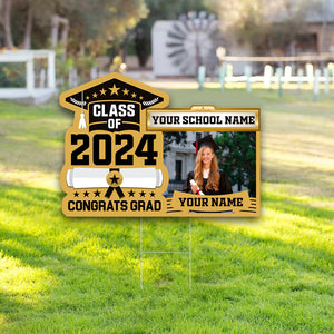 Class Of 2024 Congrats Grab - Custom Photo And Texts Graduation Lawn Sign, Yard Sign, Graduation Gift