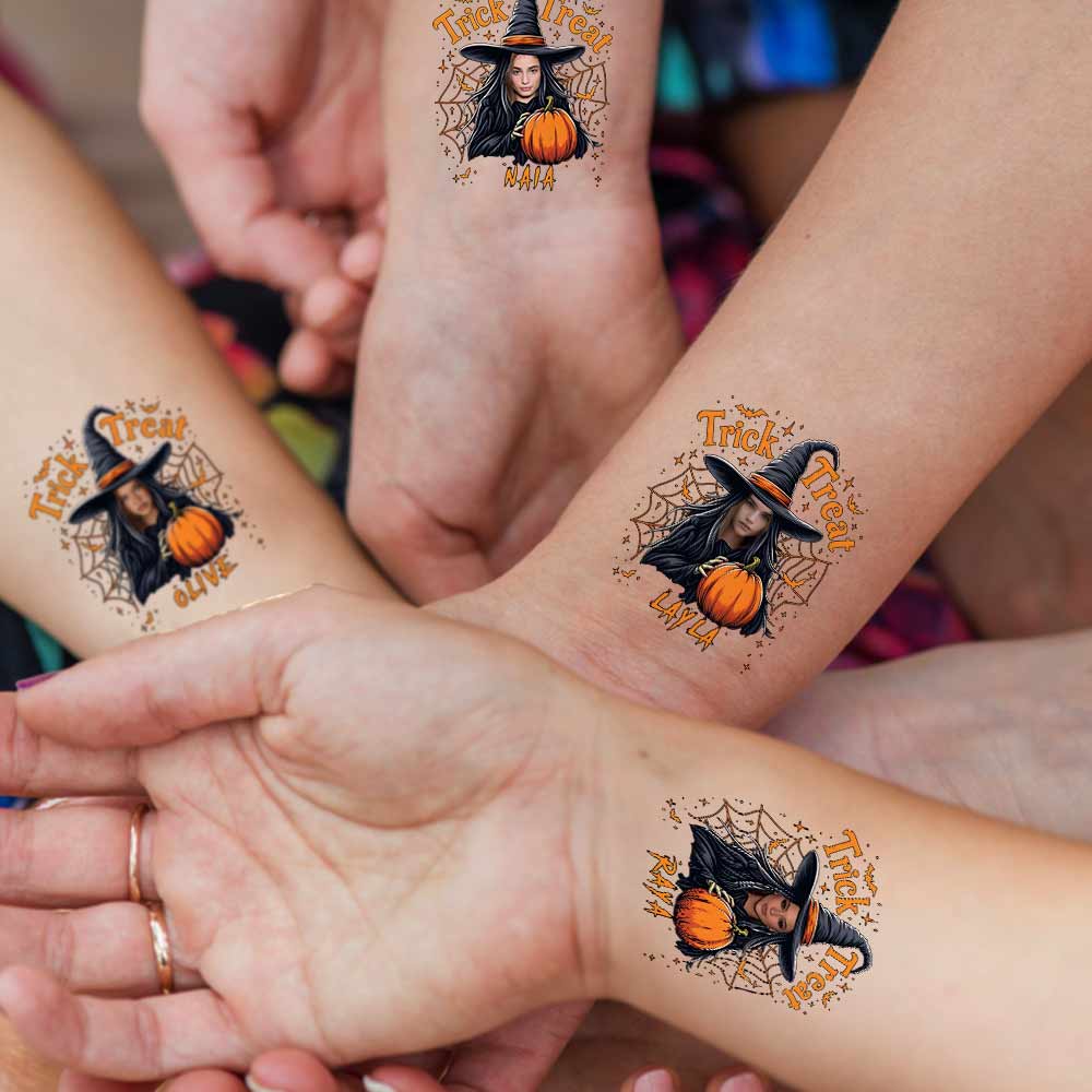 Trick Or Treat, Custom Photo And Text Temporary Tattoo, Personalized Tattoo, Fake Tattoo