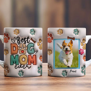 Best Dog Mom Ever, Color Paw - Custom Photo And Name, Personalized Mug