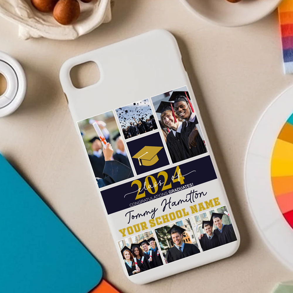 Graduation Custom Name, School Name And 6 Photos Graduation Phone Case - Personalized Phone Case, Gift For Graduation